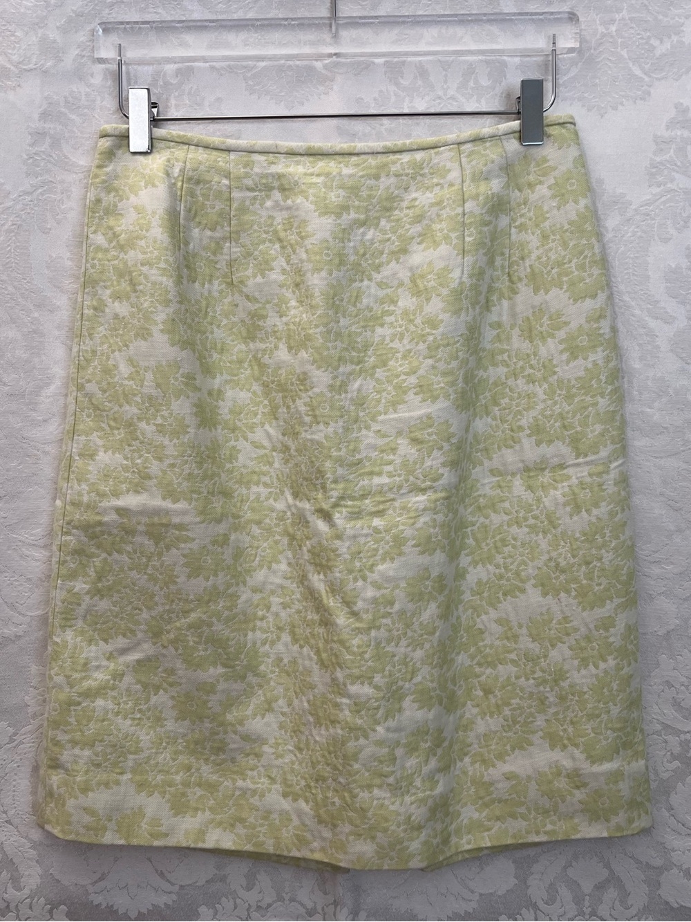 Isabel & Nina Womens Linen Blend Floral Jacquard Pattern A-Line Skirt Size 8 GUC